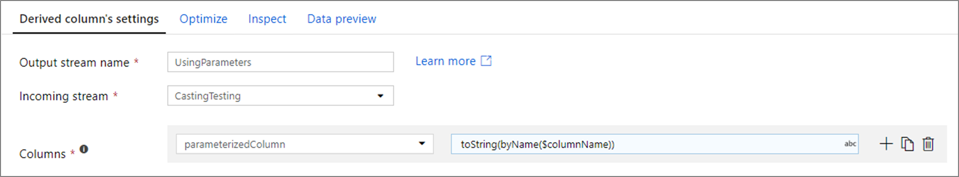 Passing in a column name as a parameter