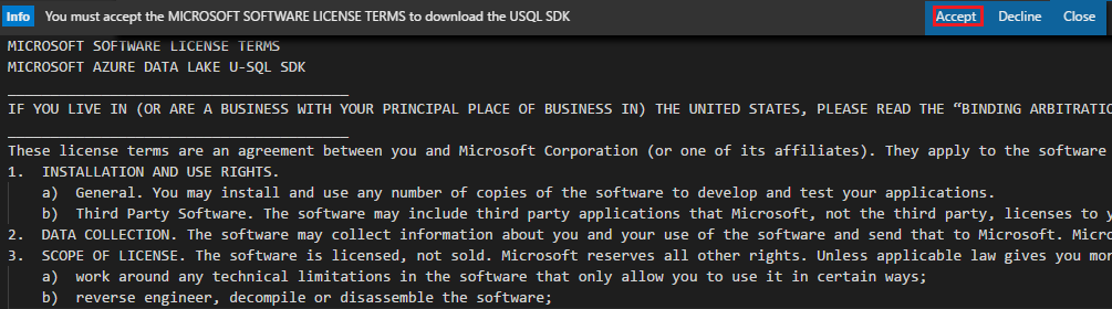 Accepter les termes du contrat de licence du logiciel Microsoft