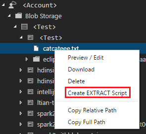 Commande « Create EXTRACT Script » du menu contextuel