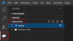 A screenshot showing how to check that Azure is signed into Docker Extension in Visual Studio Code.