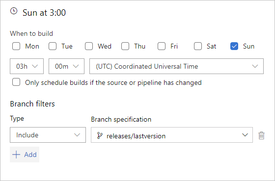 Fréquence de déclencheur planifiée 2, Azure Pipelines et Azure DevOps 2019 Server.