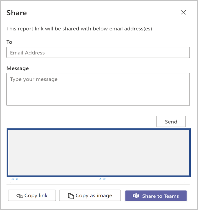 The screenshot illustrates the share via email option of the Insights page.