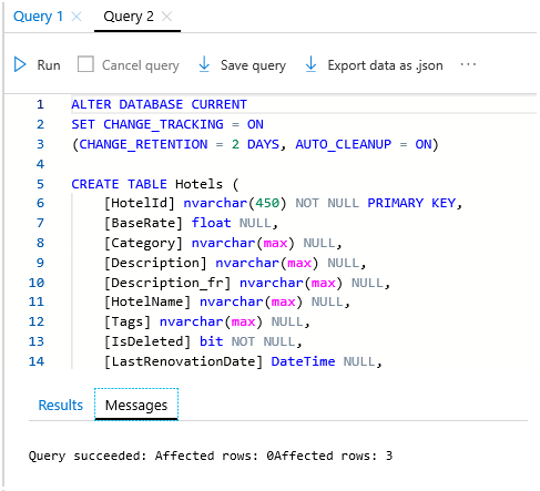 Screenshot of SQL script in a Query Editor window.