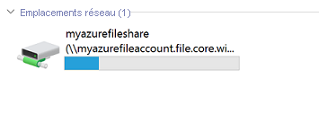 Azure file share is now mounted