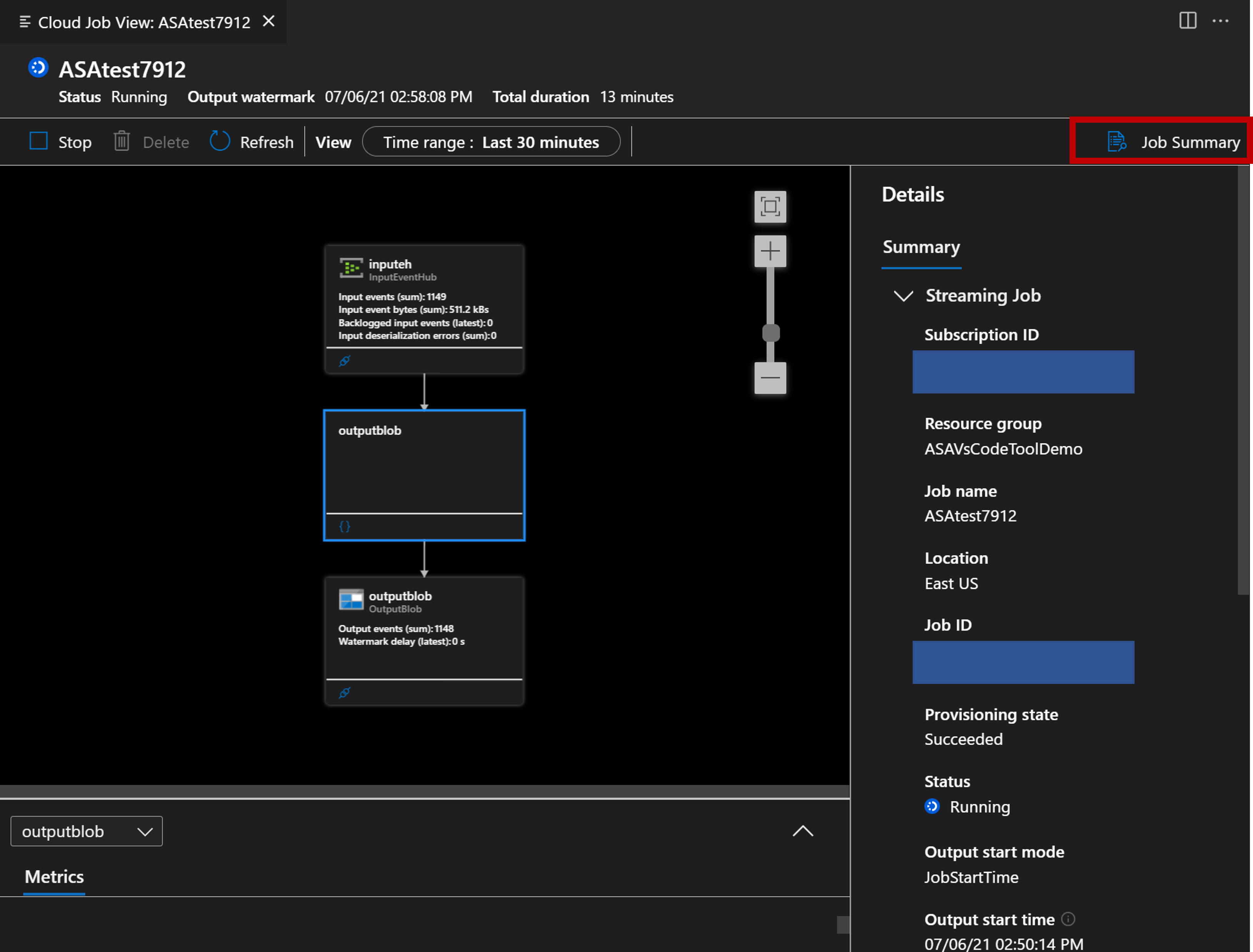 Capture d’écran de l’affichage du résumé des tâches via l’extension VS Code.