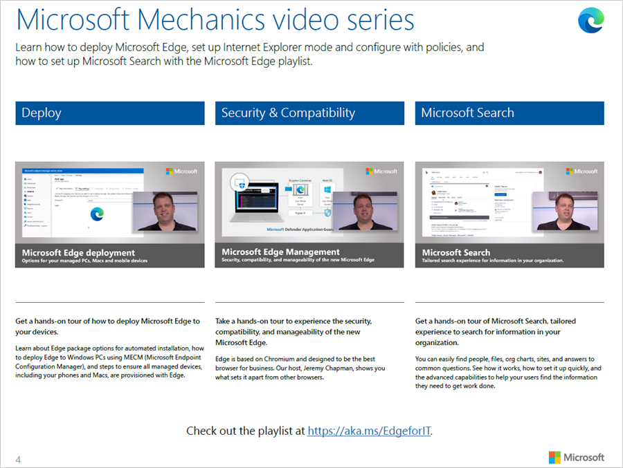 Exemples de la série de vidéos sur Microsoft Mechanics