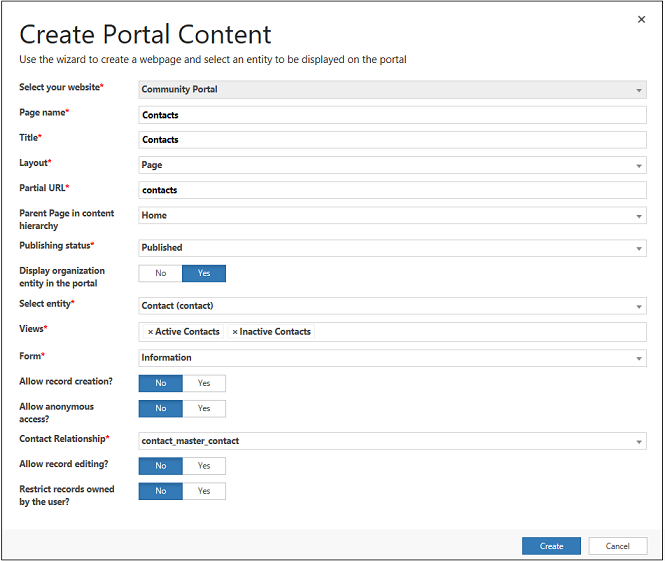 Créer du contenu de portail à l’aide de l’Assistant administratif.