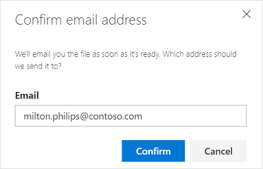 Confirmer l’adresse e-mail pour l’envoi du fichier CSV.