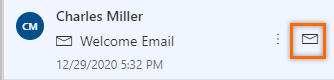 Capture d’écran de l’envoi d’un e-mail à partir de la liste Mon travail.