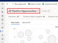 Capture d’écran mettant en évidence la liste des vues dans la vue du pipeline d’opportunités.