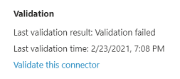 Écran sur lequel le lien qui active la validation du connecteur est affiché.