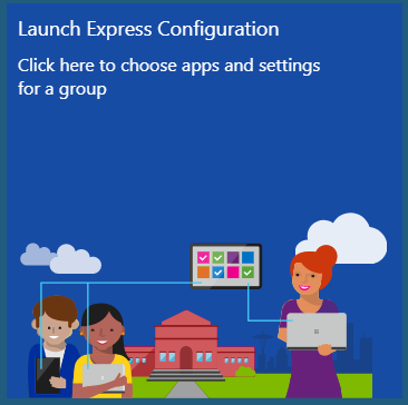 La vignette Configuration rapide, qui indique « Lancer Express Configuration, cliquez ici pour choisir les applications et les paramètres d’un groupe ».