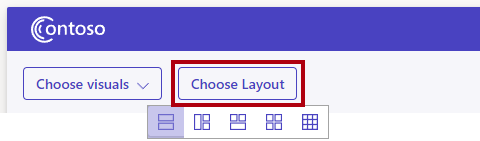 Image mettant en surbrillance le bouton Choisir la disposition, avec la première option sélectionnée.