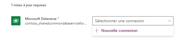 Capture d’écran du bouton Nouvelle connexion dans la liste déroulante Sélectionner une connexion.