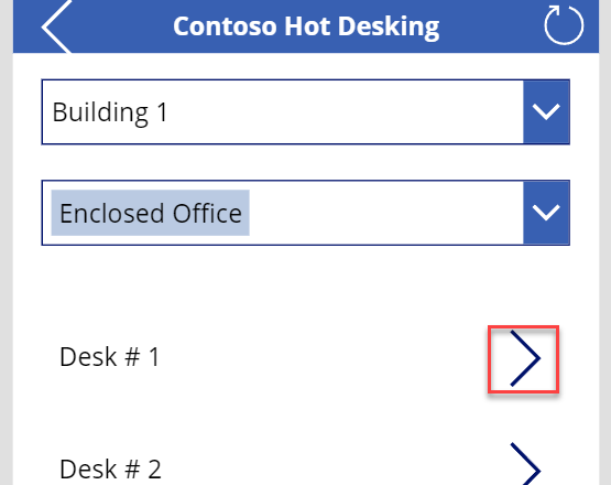 Capture d’écran du formulaire de réservation Partage de bureau Contoso.