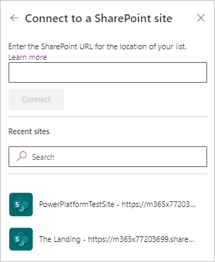 Connectez-vous à un volet de site SharePoint affichant les sites à la disposition de l’utilisateur.