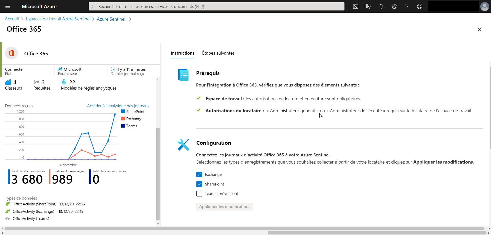 Screen shot of the Office 365 Connector page.