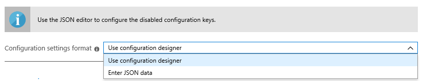 Format des paramètres de configuration - Utiliser le concepteur de configuration