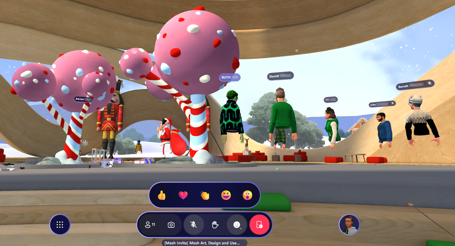 Capture d’écran des avatars générés dans une expérience Mesh.