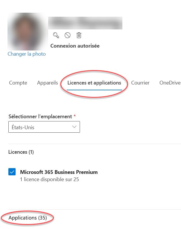 Les options de compte dans le Centre d’Administration Microsoft 365
