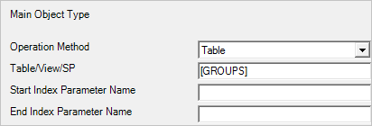 Capture d’écran montrant la méthode d’opération Table sélectionnée et groupe dans le champ de table.