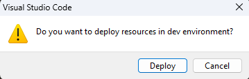 Capture d’écran montrant la sélection de Déployer sous Visual Studio Code.