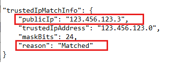 Capture d’écran de l’adresse IP correspondante.
