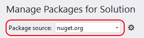 Package source selector in the package manager UI