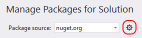 Package manager UI settings icon