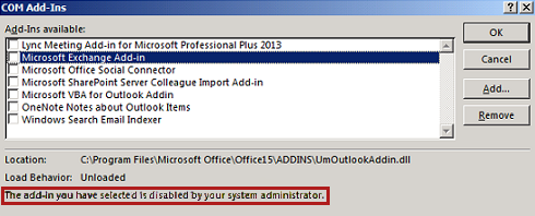 Capture d’écran du message d’avertissement dans Outlook.