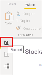 Screenshot shows the Report view icon in Power BI Desktop.