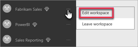 Screenshot of the Edit this workspace context menu.