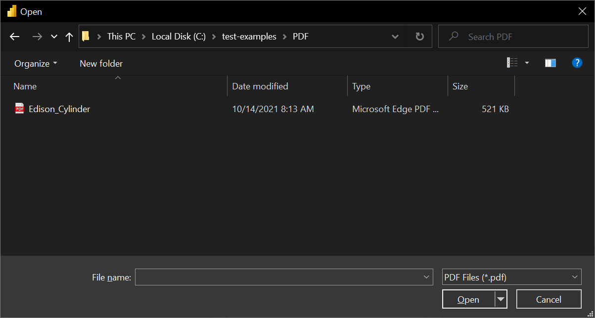 Sélectionner le fichier PDF dans l’Explorateur de fichiers.