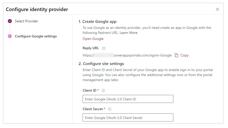 Configurer l’application Google.