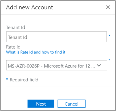 enter required information in the Add new account box