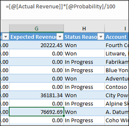 Créer une formule dans le modèle Excel