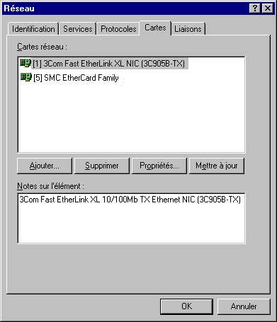 Il est possible d'installer plusieurs cartes réseau dans un serveur Microsoft Windows NT