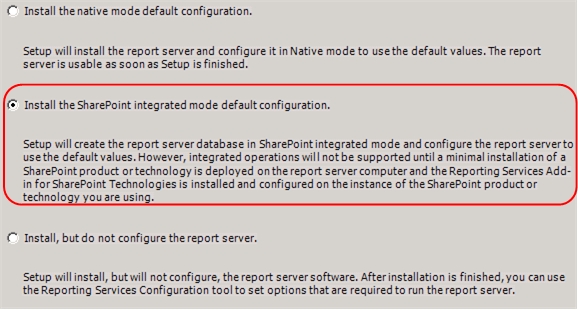 Page de configuration de SSRS du programme d'installation de SQL Server 2008 R2