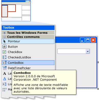 Concepteur Windows Forms et boîte à outils
