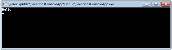Texte Hello dans la fenêtre d'invite de commandes Windows