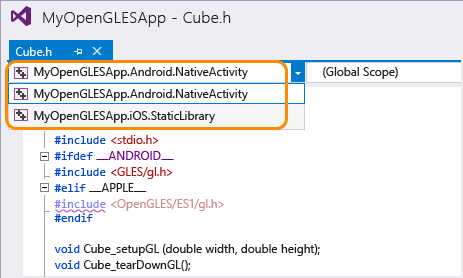 Project Context Switcher dropdown in Editor