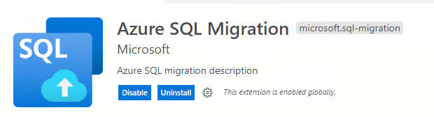 Capture d’écran montrant l’extension de migration Azure SQL.