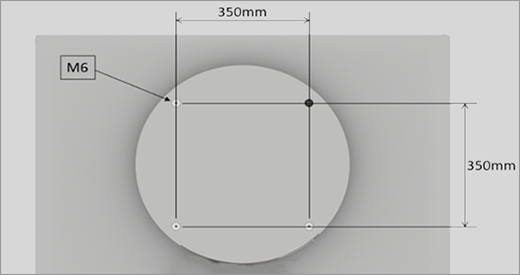 Figure 5. Modèles 50 pouces de configuration de montage Surface Hub 2S ou Surface Hub 3.
