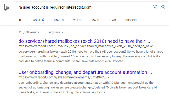 Capture d’écran des résultats de la recherche Reddit.