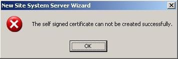 Capture d’écran du message d’erreur Impossible de créer le certificat auto-signé.