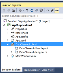 Classes LINQ to SQL dans Explorateur de solutions