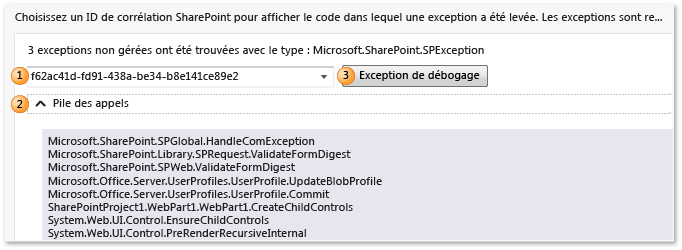 IntelliTrace log - SharePoint unhandled exceptions