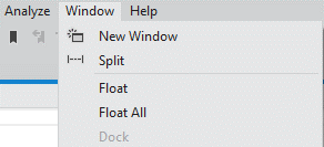 Tool window enabling 'New Window' command when an instance of the window is active