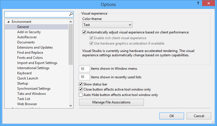 Tools > Options is an example of a layered dialog in Visual Studio.