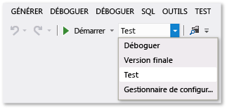 Solution Configuration option Standard Toolbar